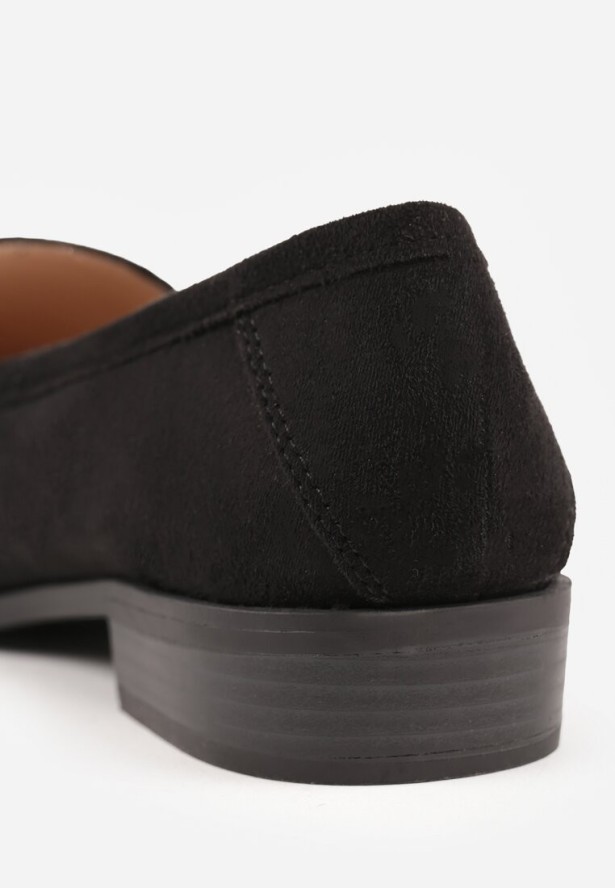 Czarne Mokasyny Vices z Wkładką ze Skóry Naturalnej Zdobione Łańcuszkiem Delariona