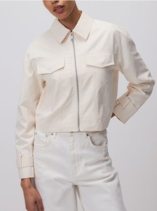 Krótka kurtka z kołnierzykiem - złamana biel