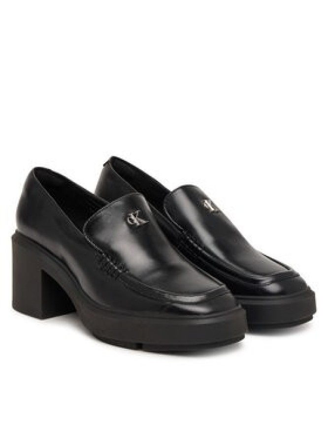 Calvin Klein Półbuty Block Heel Loafer Lth Hdw HW0HW03176 Czarny