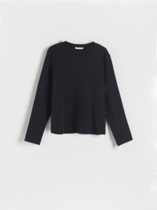 Longsleeve z merceryzowanej bawełny - czarny