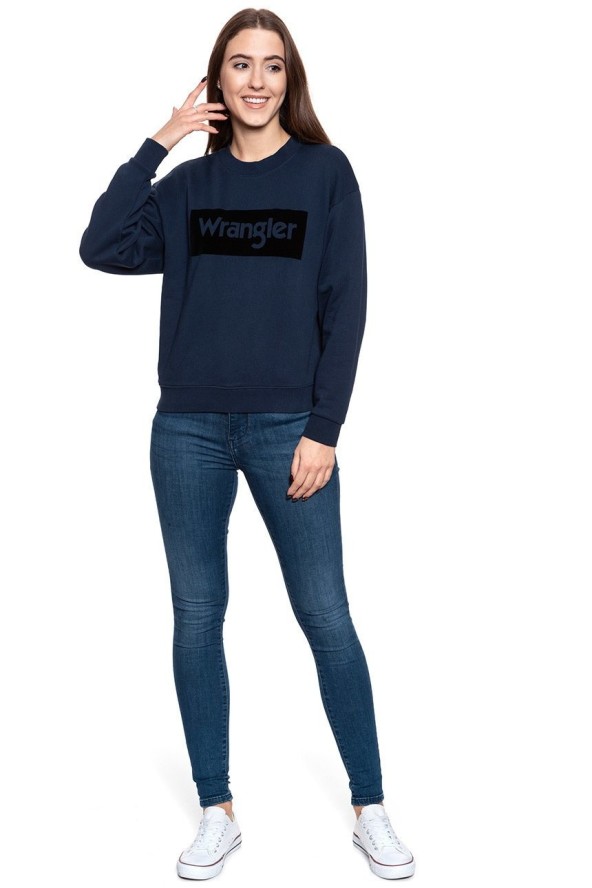 BLUZA WRANGLER HIGH RIB RETRO SWEAT NAVY W6N0HA114 112130760