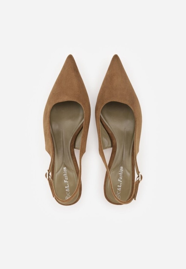 Zielone Sandały Slingback na Szpilce Kaczuszce Vetilia