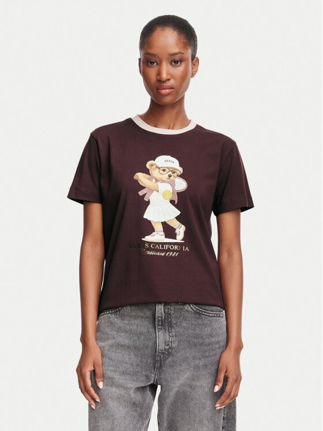 Guess T-Shirt V6BI14 K6742 Bordowy Regular Fit