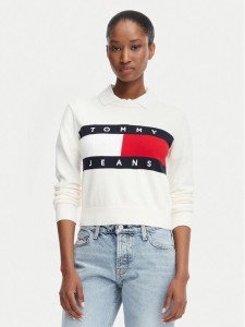 Tommy Jeans Sweter Flag DW0DW22930 Biały Regular Fit