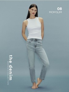 Jeansy mom fit slim - niebieski