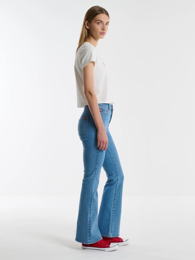 Krótka koszulka damska z nadrukiem biała Nottasa 100