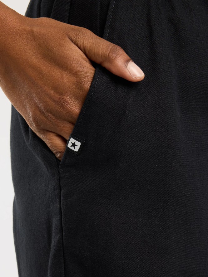 Spodnie damskie z szeroką nogawką z dodatkiem lnu czarne Malu 907