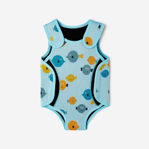 Kombinezon kąpielowy wrap dla malucha Decathlon Bodywarm Fish z neoprenu 2 mm