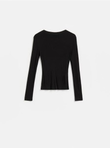 Longsleeve z dodatkiem wełny - czarny