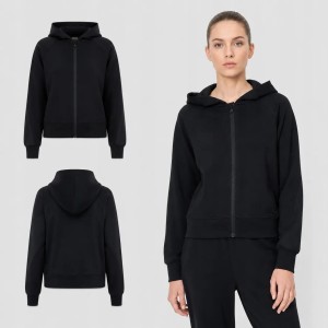 BLUZA DAMSKA DRESOWA 4F ROZPINANA Z KAPTUREM Z MODALEM KOLOR CZARNY