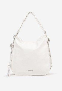 Biała Torebka na Ramię z Brelokiem z Frędzlami Helkio