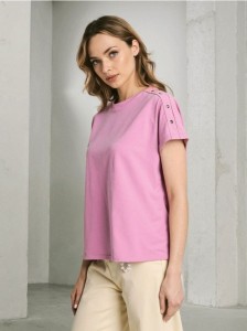 Bluzka z ozdobnymi guzikami - różowy