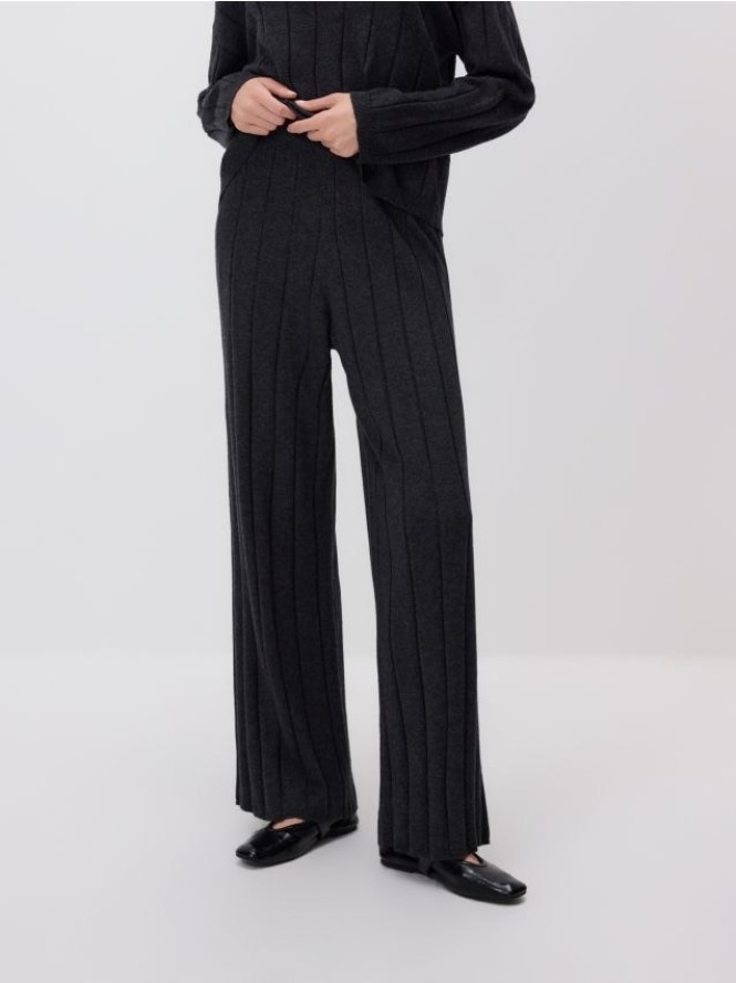 Luźne spodnie z wełną - ciemnoszary