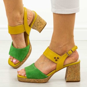 Zielone sandały damskie na słupku Sergio Leone sk571