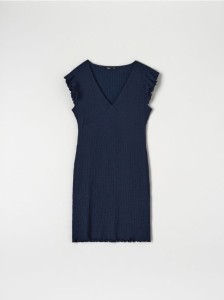 Sukienka mini z falbanami - granatowy