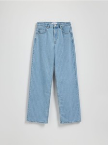 Jeansy straight w prążek - niebieski