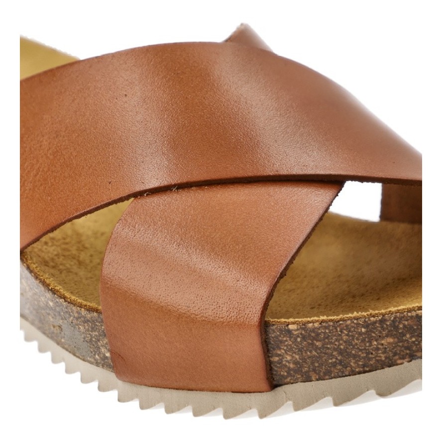 Brązowe Klapki Hee Stylowe Obuwie Damskie Na Koturnie