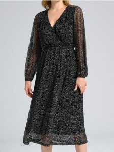 Wzorzysta sukienka midi - wielobarwny