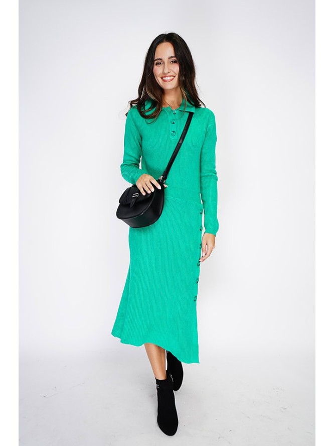 ASSUILI Sukienka dzianinowa w kolorze zielonym rozmiar: 42