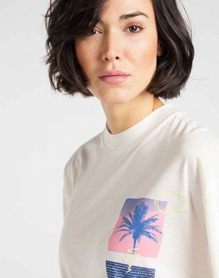 T-SHIRT DAMSKI LEE OVERSIZED TEE BOYFRIEND FIT ECRU L41SBYNQ 112109158