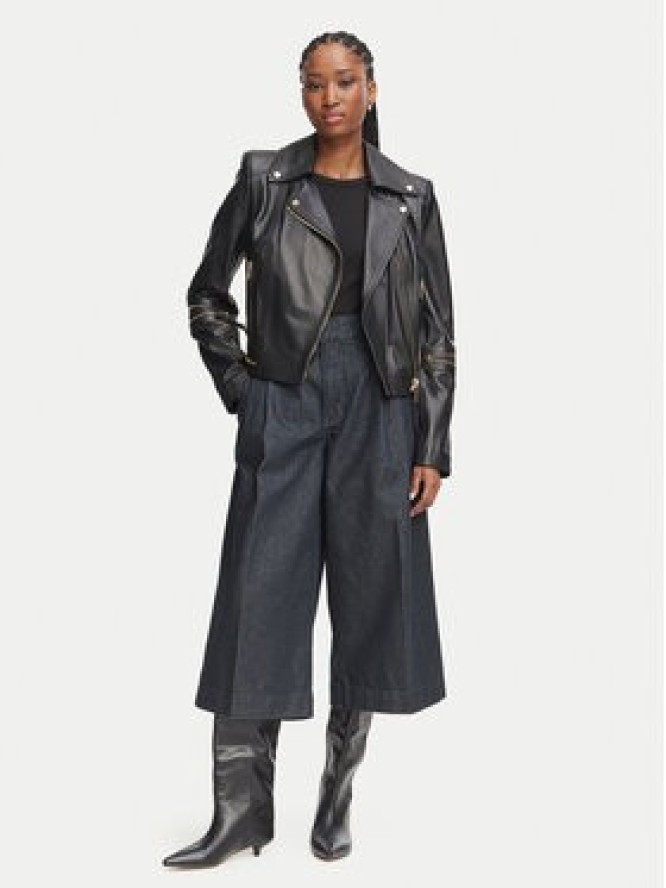 Elisabetta Franchi Kurtka skórzana GD-01Z-66E2-V1490 Czarny Regular Fit