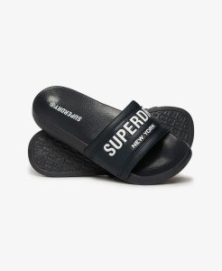 superdry City Luxe Pool Sliders - klapki z wyściełanym paskiem – EBONY
