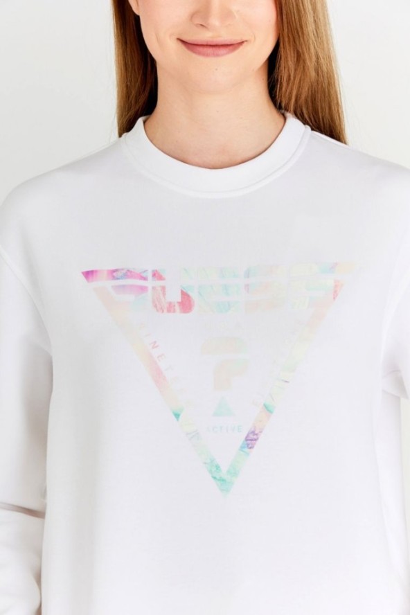 GUESS Biała bluza damska z odblaskowym logo, Rozmiar XS