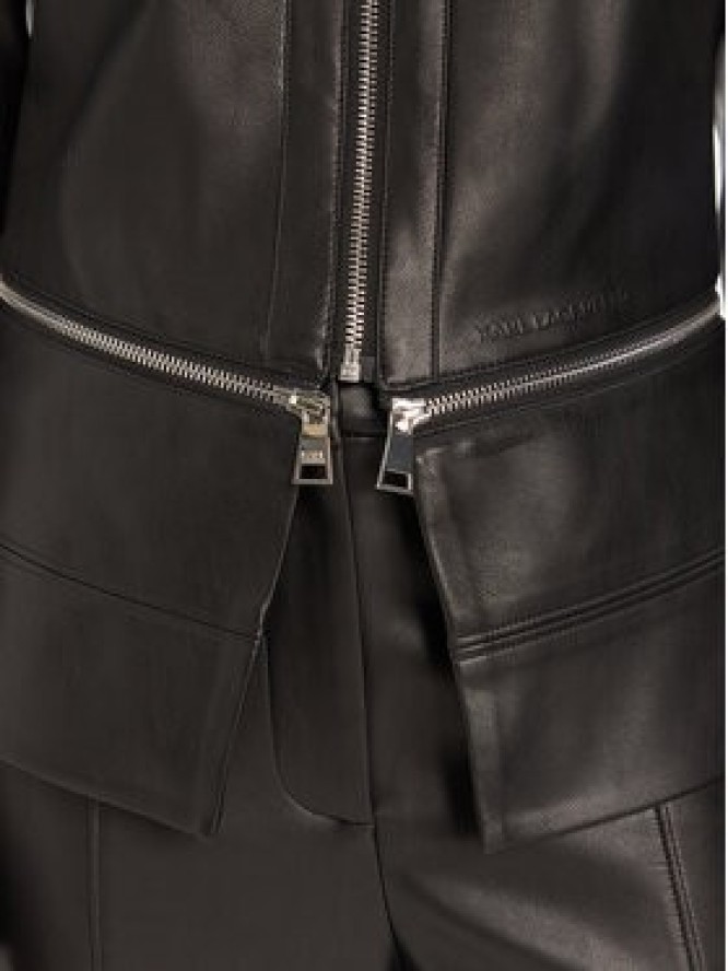 KARL LAGERFELD Kurtka z imitacji skóry A3W14050 Czarny Slim Fit