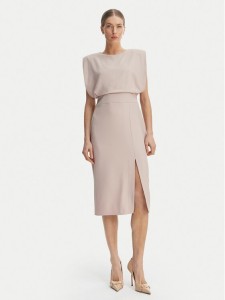 Rinascimento Sukienka koktajlowa CFC0127570003 Beżowy Slim Fit