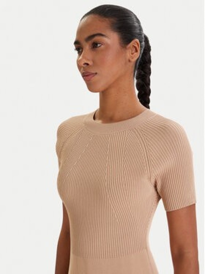 Armani Exchange Sukienka dzianinowa XW001885 AF10352 Beżowy Regular Fit