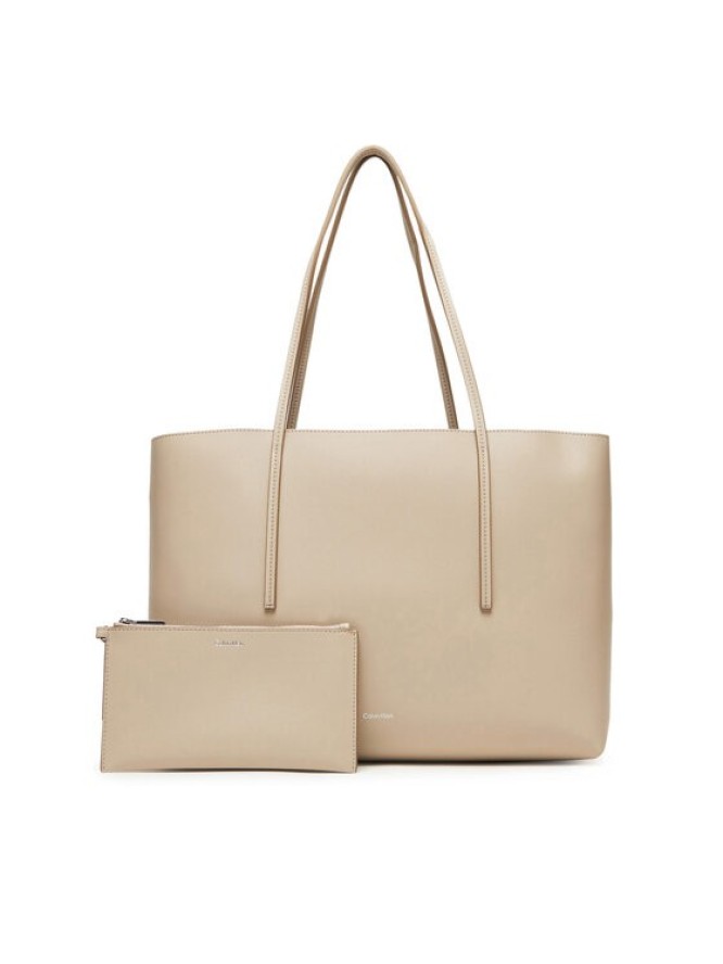 Calvin Klein Torebka Foil Logo Tote W/Pouch LV04F3274G Beżowy