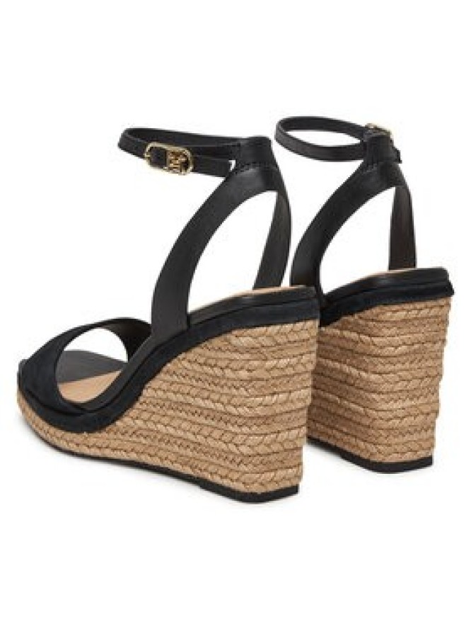 Tommy Hilfiger Espadryle Leather & Suede High Wedge Espad FW0FW08803 Czarny
