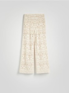 Ażurowe spodnie - kremowy