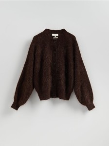 Kardigan z moherem - ciemnobrązowy