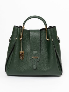 Lucca Baldi Skórzana torebka "Vinci" w kolorze ciemnozielonym - 33 x 28 x 13 cm rozmiar: onesize