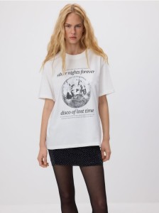 T-shirt z nadrukiem - złamana biel