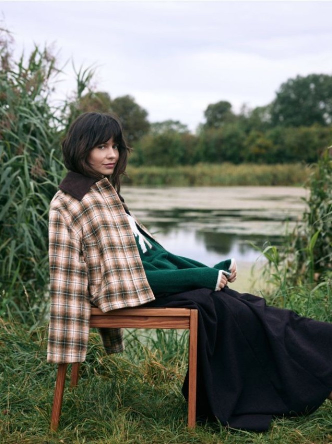 Spódnica midi z wełną - fioletowy