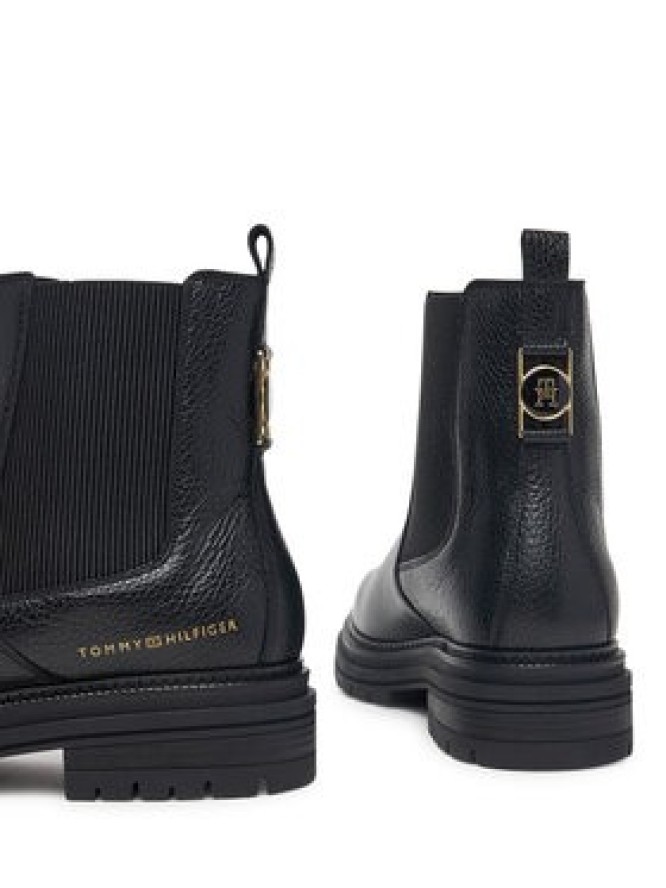 Tommy Hilfiger Sztyblety Th Emboss Grain Leather Chelsea FW0FW09559 Czarny