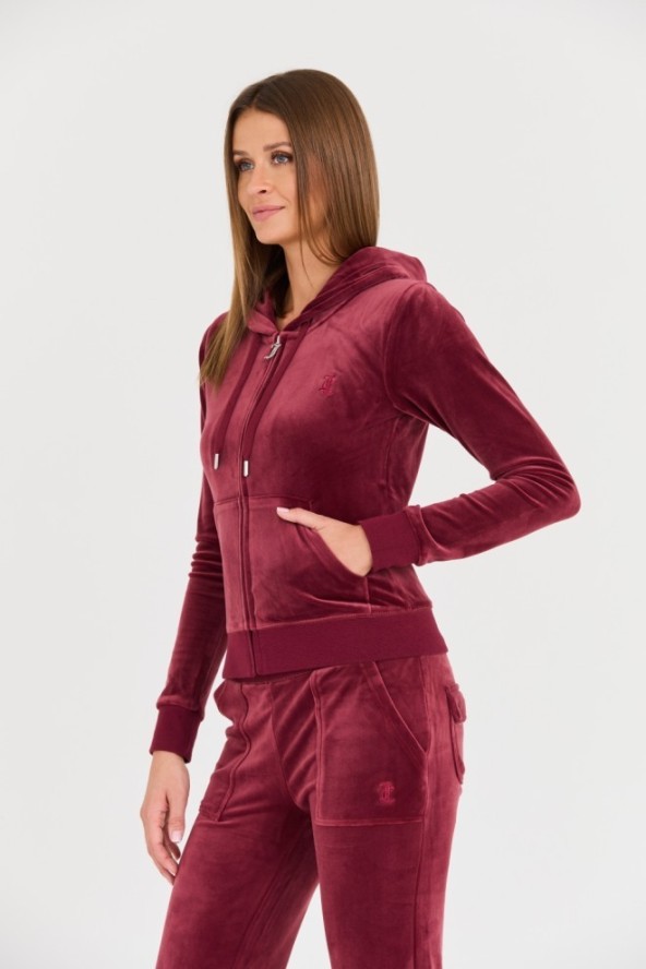 JUICY COUTURE Bordowa damska bluza Robertson Hoodie, Rozmiar S