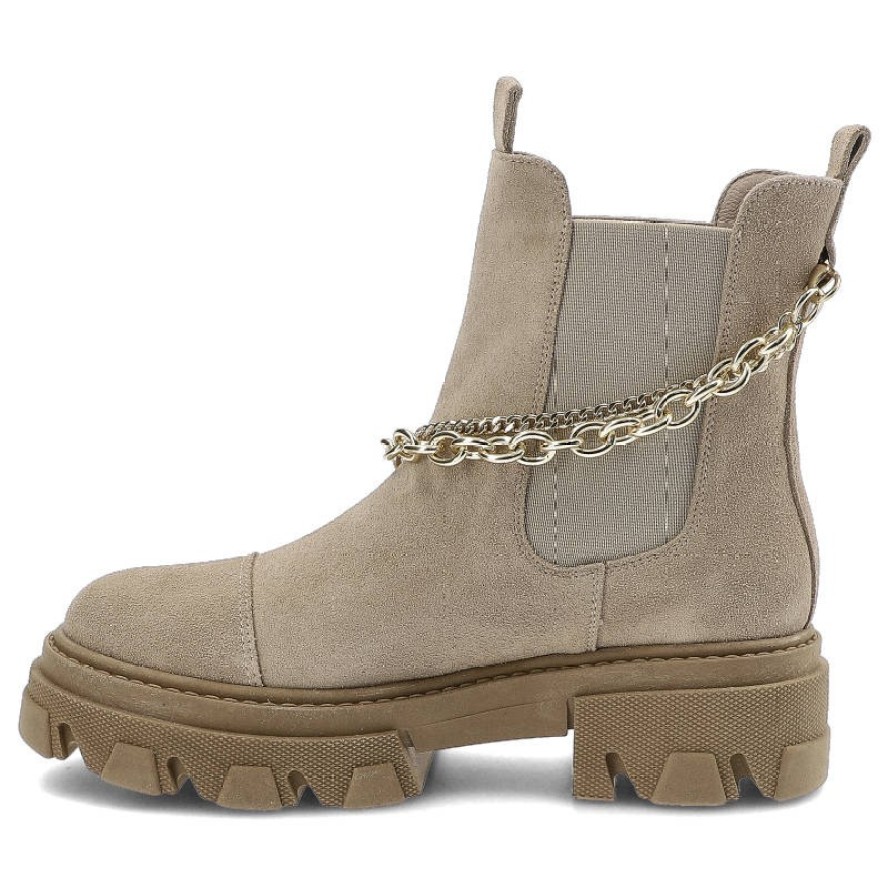 Beżowe Botki Karino Damskie Modne Obuwie Jesienne