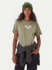 Roxy T-Shirt Oceanregular ERJZT06078 Zielony Regular Fit