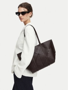 Calvin Klein Torebka Woven Medium Carryall LV04F3548G Brązowy