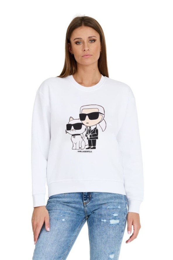 KARL LAGERFELD Biała bluza damska Ikonik 2.0, Rozmiar XS