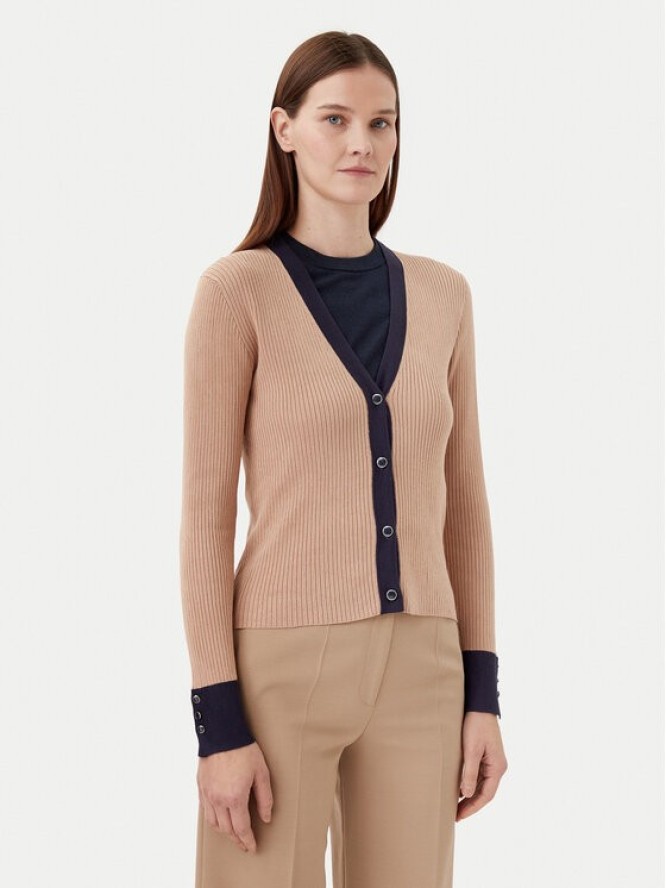 Motivi Kardigan M4376000732N Beżowy Slim Fit