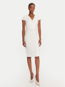 Rinascimento Sukienka koktajlowa CFC0125515003 Biały Slim Fit