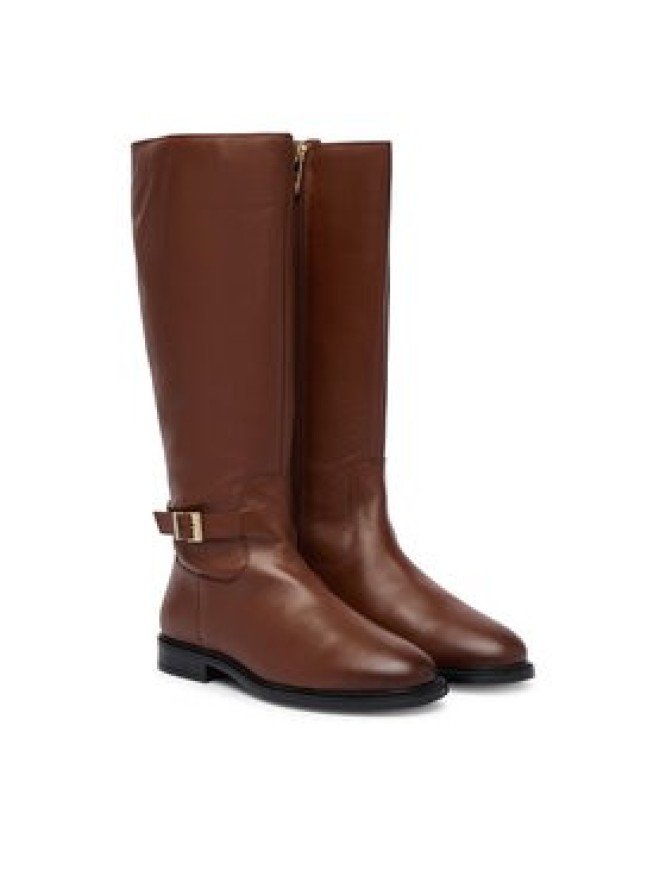Tommy Hilfiger Kozaki Th Buckle Leather Knee Boot FW0FW09572 Brązowy