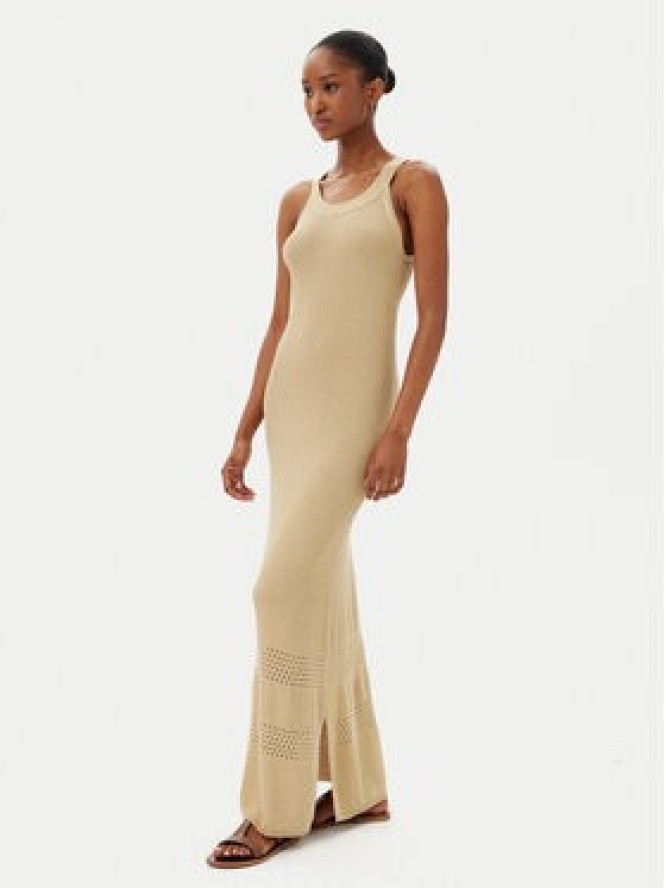 Selmark Sukienka letnia BC199 Beżowy Slim Fit