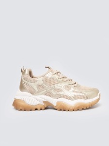 Sneakersy damskie beżowo-złote SS274014 802