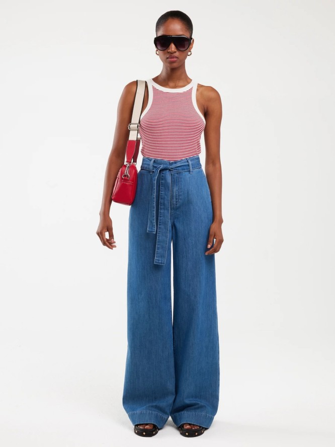 Jeansy damskie wide z paskiem niebieskie Julii 312