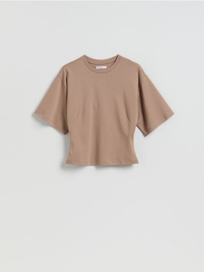 Taliowany t-shirt - beżowy